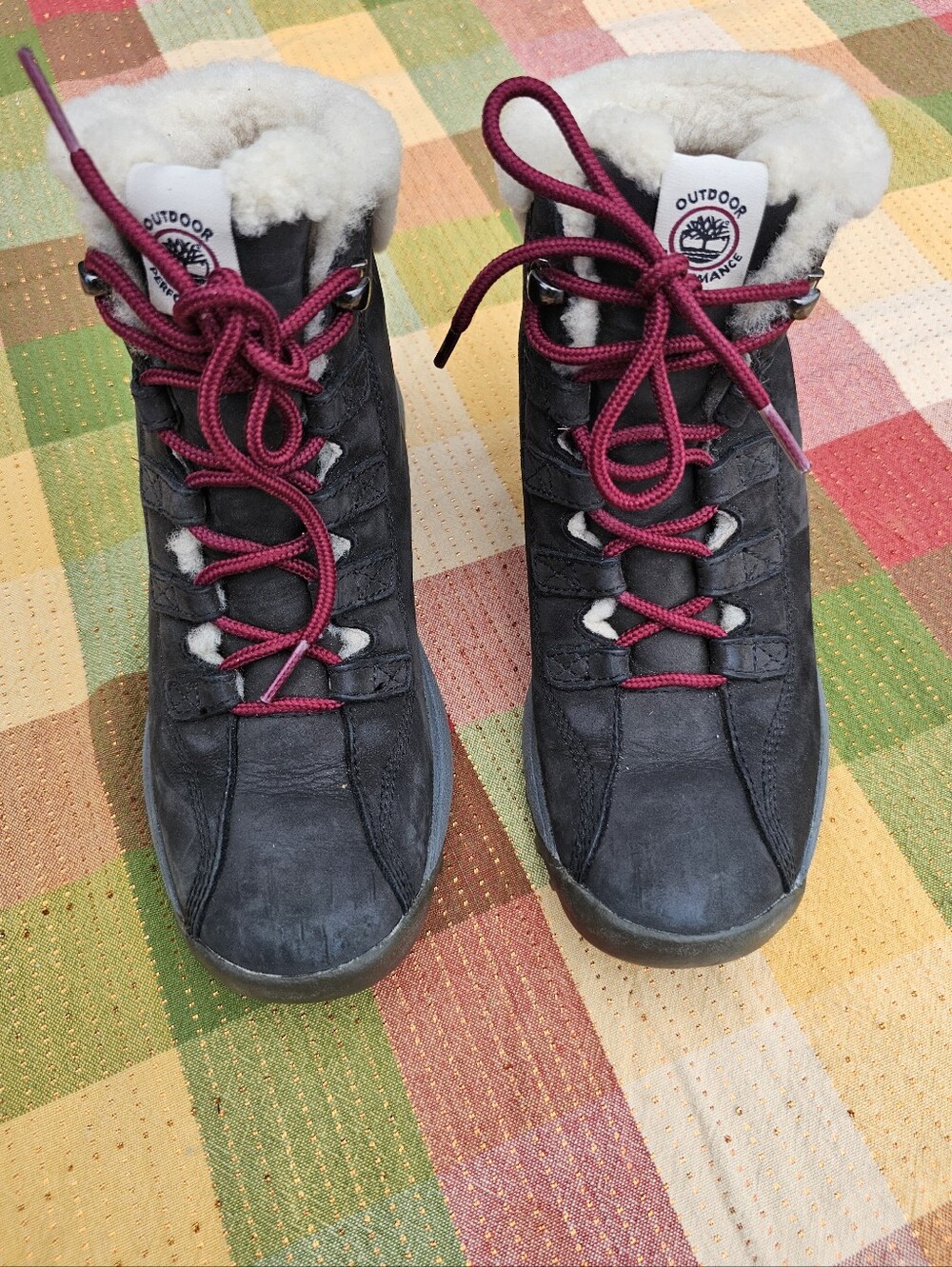 Timberland Outdoor Performance Shearling Lined Winter Boots Black Nubuck Women's